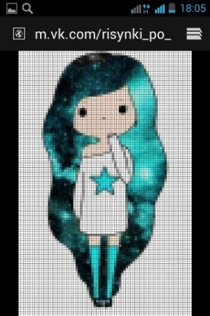 Рисунки по клеточкам девочки маленькие легкие аниме