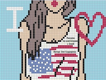 Рисунки по клеточкам девушка в лифчике