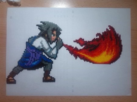 Пиксель арт аниме саски по клеточкам