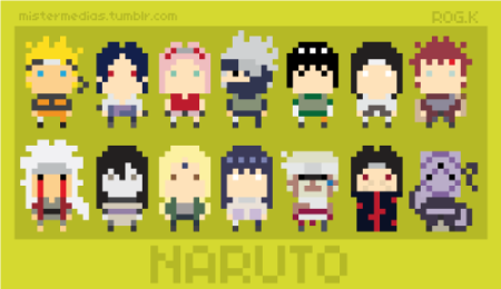 Пиксельные персонажи из Наруто