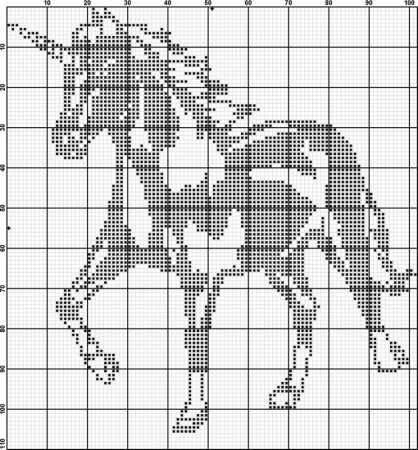 Лошадка по клеточкам в тетради