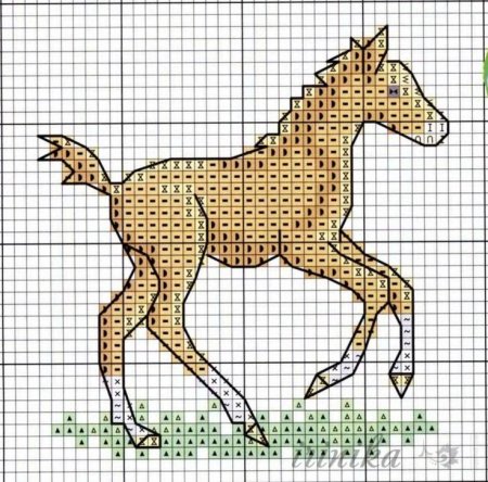 Рисунки по клеткам для личного дневника лошадки