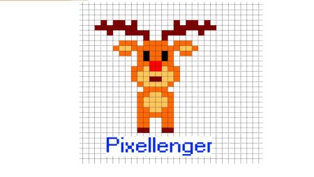 Рисунок по клетка новогодний олень