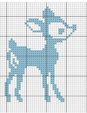 Олень по клеточкам в тетради