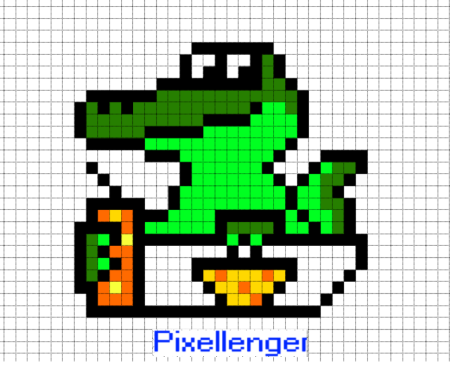 Пиксельный крокодил по клеткам