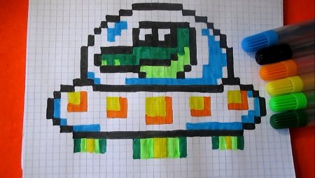 Крокодил по клеточкам в тетради