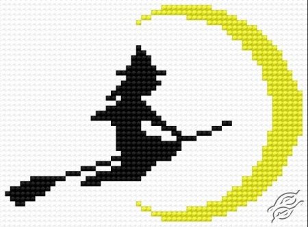 Вышивка крестом ведьма на метле