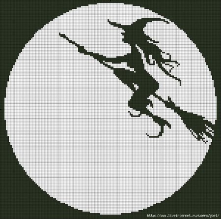 Монохромная вышивка ведьма