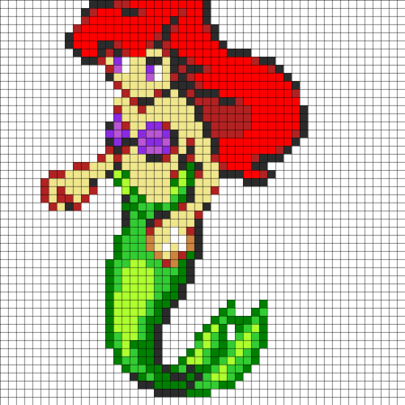 Русалочка Ариэль по клеточкам