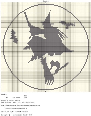 Монохромная вышивка ведьма