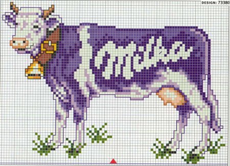 Вышивка крестиком корова Милка