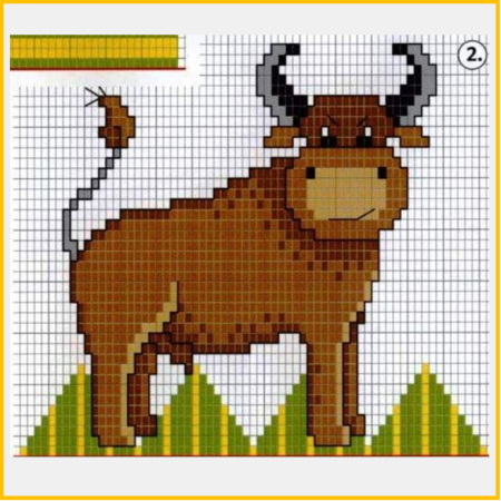 Вышивка крестиком бык