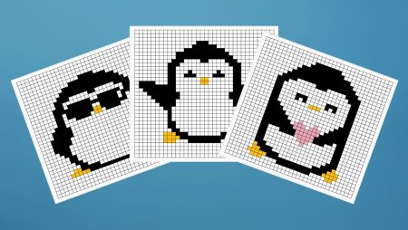 Пингвин по клеточкам