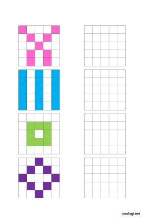 Повторение узора по клеточкам для детей 6-7 лет