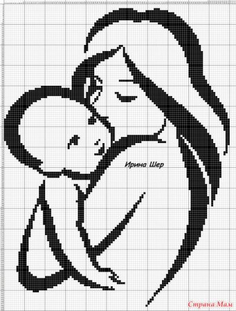 Монохромная вышивка крестом детская