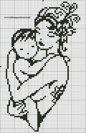 Монохромная вышивка крестом детская