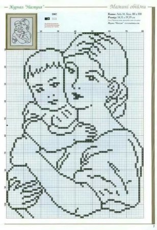 Монохромная вышивка крестом детей