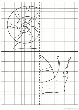 Дорисуй по клеточкам для детей