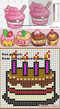 Тортики пирожные вышивка крестиком