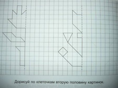 Дорисуй фигуру по клеточкам