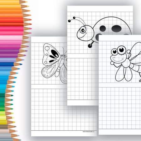 Рисунки по клеточкам насекомые