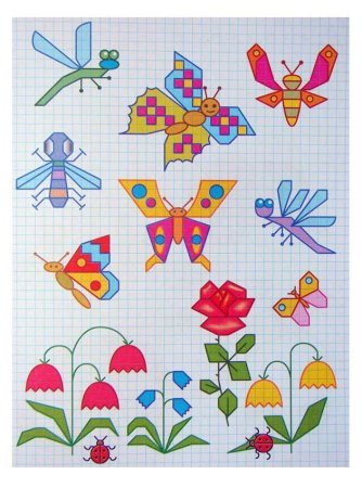Рисование по клеточкам бабочка