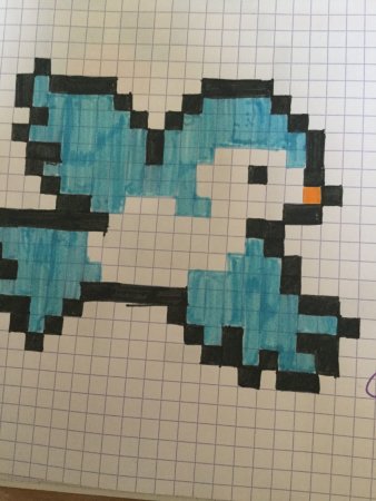 Рисунки по клеточкам на голубую тему