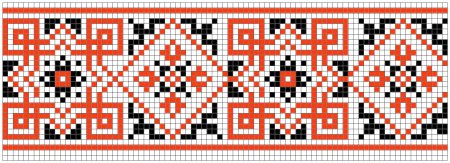 Узор русской народной вышивки по клеточкам