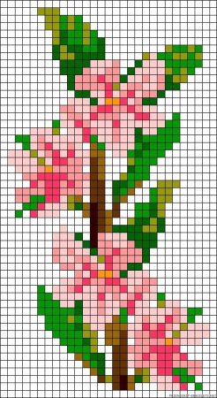 Цветы по клеточкам маленькие