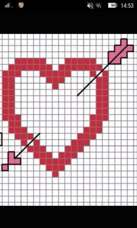 Сердце по клеточкам в тетради
