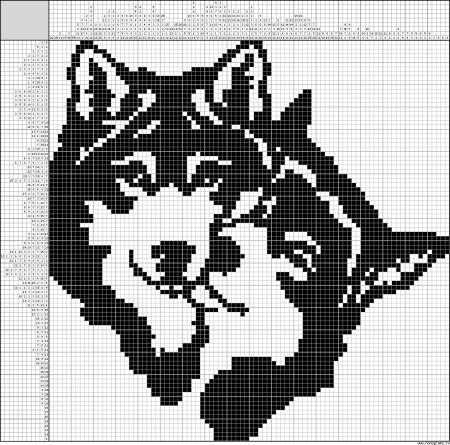Рисование по клеткам волк