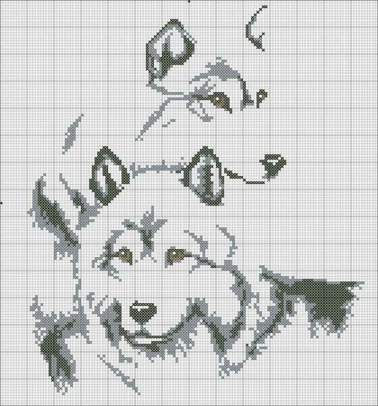 Волк по клеточкам в тетради