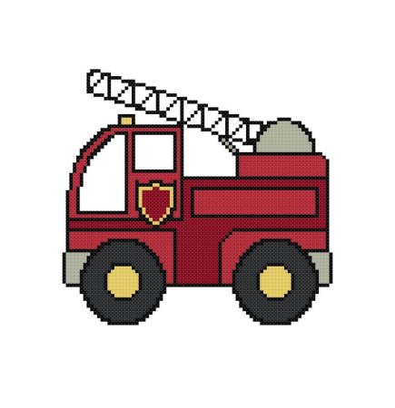 Вышивка крестом пожарная машина