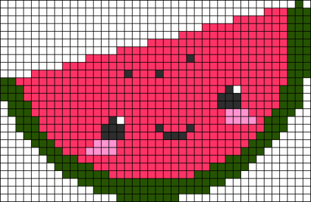 Арбуз по клеточкам в тетради