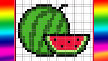 Рисунки по клеточкам арбузик