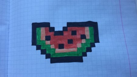 Арбуз по клеточкам в тетради