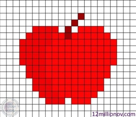 Рисование по клеточкам яблоко