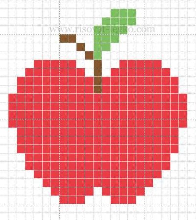 Рисунки по клеточкам яблочко (49 фото)