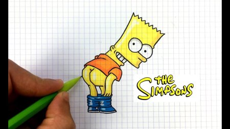 Рисунки по клеточкам барт симпсон