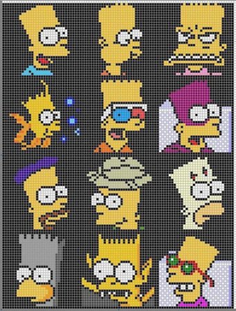 Рисунки по клеточкам барт симпсон