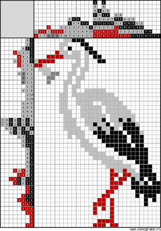 Схема вышивки цапля по клеточкам