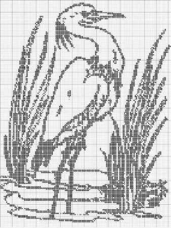 Вышивка крестом Журавли монохром
