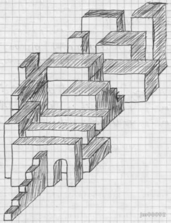 Рисование объемных фигур по клеточкам