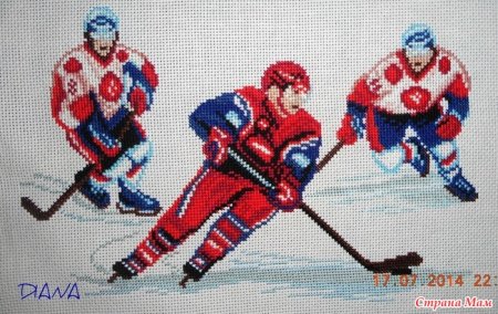 Вышивка крестом хоккеист