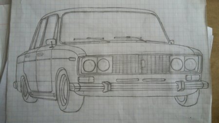 ВАЗ 2106 спереди карандашом