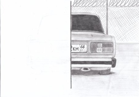 ВАЗ 2107 сзади карандашом