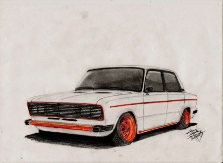 ВАЗ 2107 рисунок карандашом сбоку
