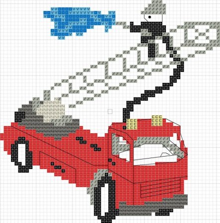 Пожарная машина а крестиком