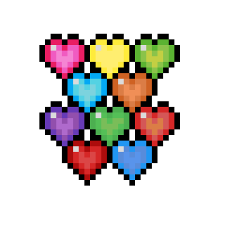 Радужное сердце по клеточкам