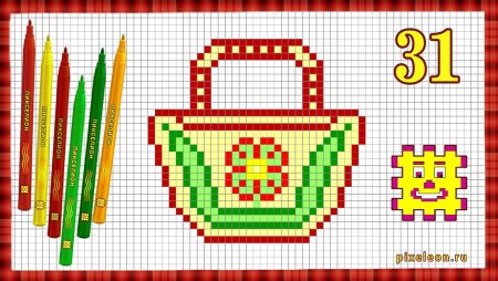 Корзина рисунок по клеточкам